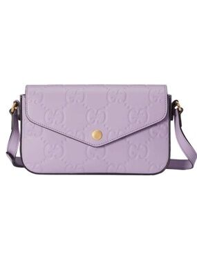 NWT Gucci Calfskin GG Super Mini Shoulder Bag Purple/Lavender/Lilac